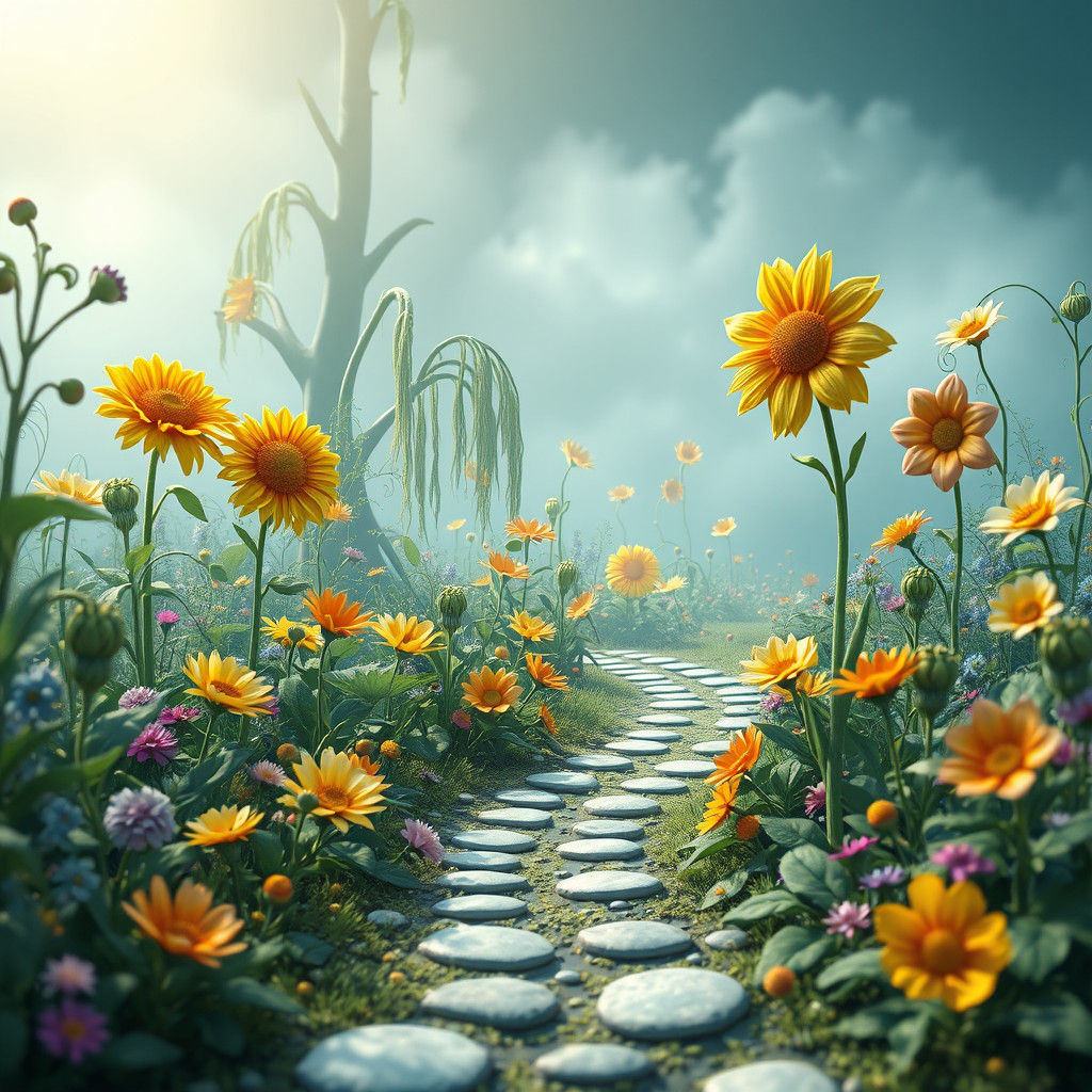 Dreamlike Garden of Words: Fantasy Concept Art