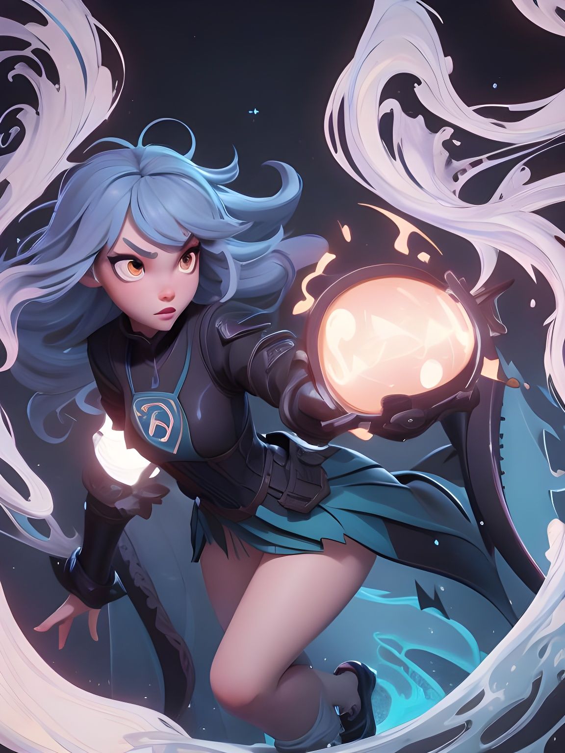 Cute Girl in Shark Costume: Minimalist Vector Art