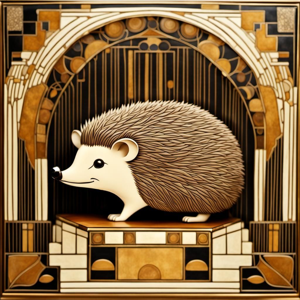 Art Deco Hedgehog Box Inspired by Klimt and Mucha