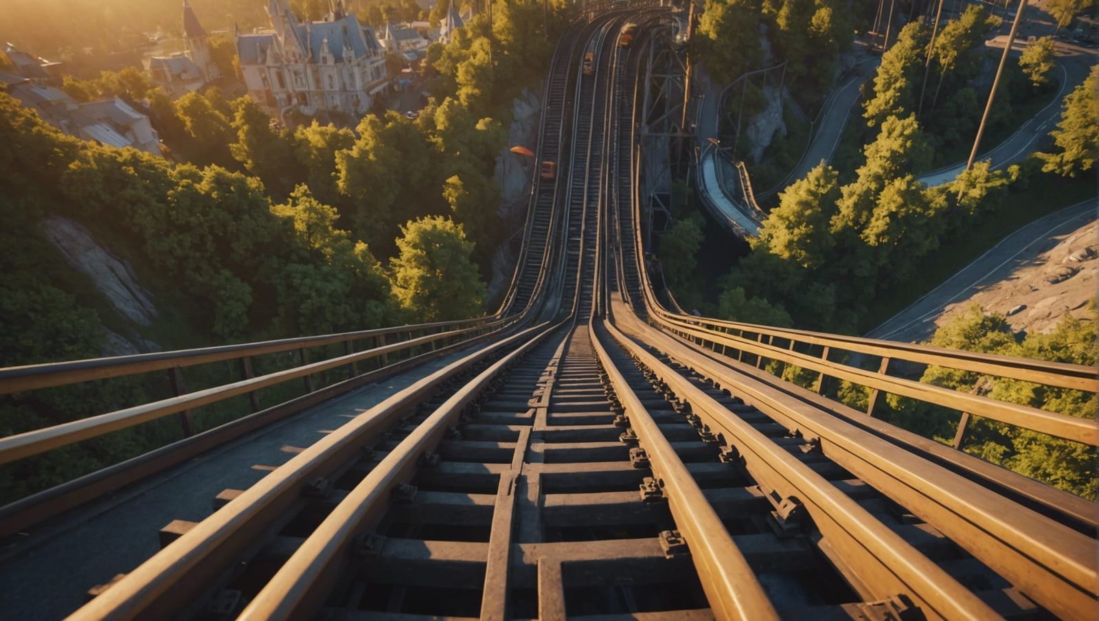 Rollercoaster First-Person View, Hyperrealistic Amusement Pa...