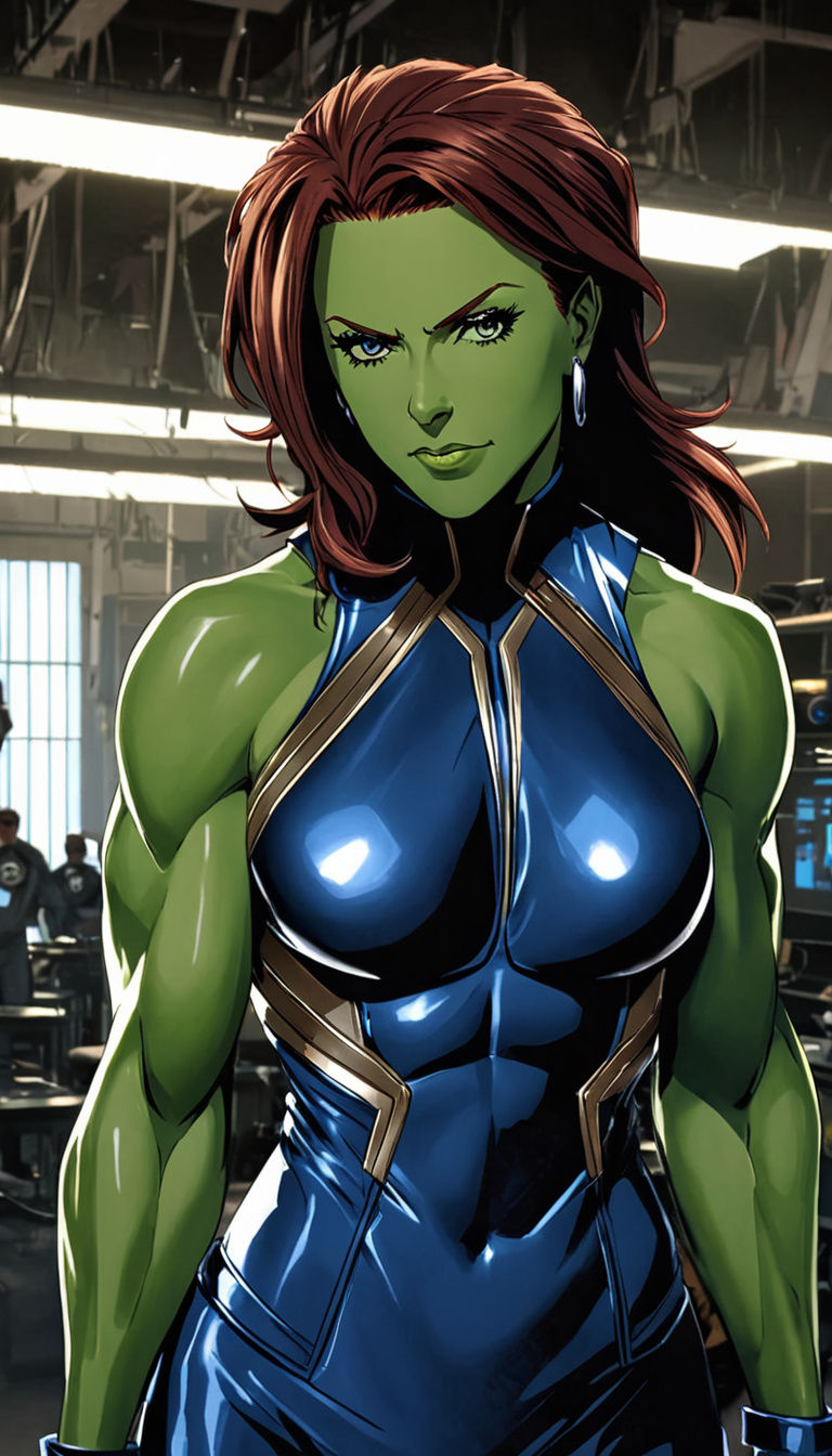 Surreal She Hulk in Futuristic Fantastic Four Uniform Roams ...