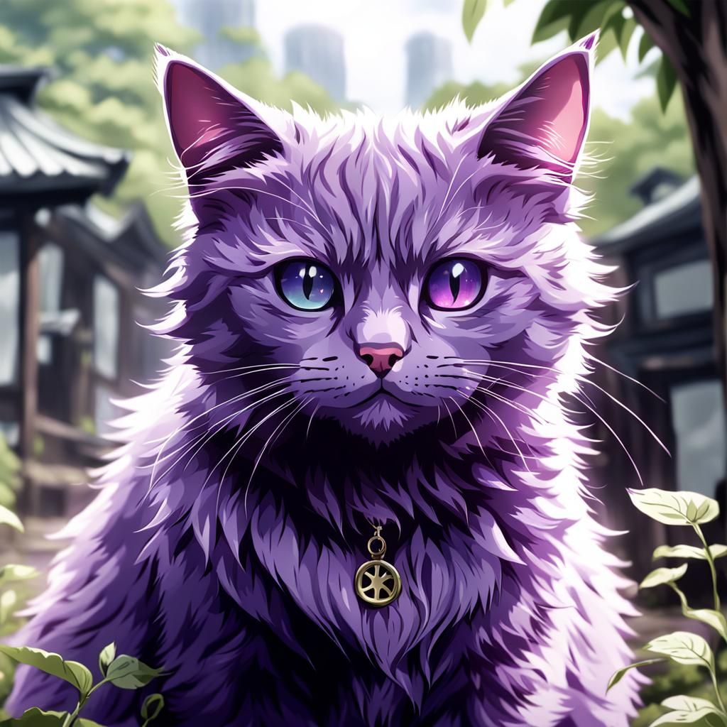 Hollow Purple Cat in Anime Style