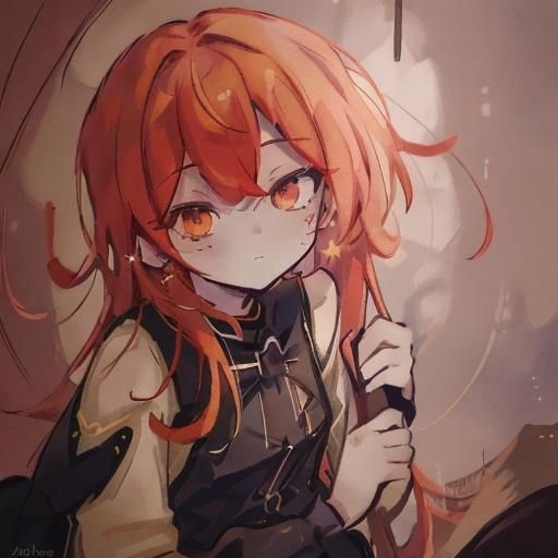 Fiery Red-Haired Woman in Art Nouveau Style