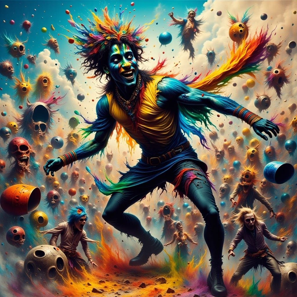 Chaotic Kerfuffle Illustration in Vibrant Colors