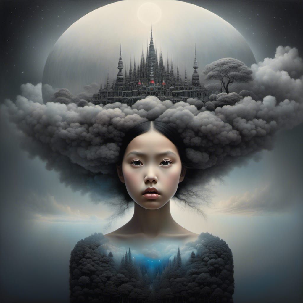 Native American Dreamscape in Charcoal and Pastels