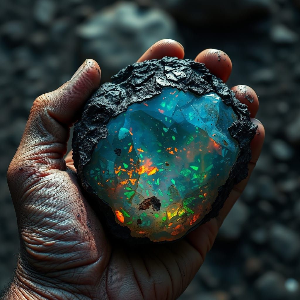 Giant Opal Discovery Amidst a Meticulously Detailed Landscap...