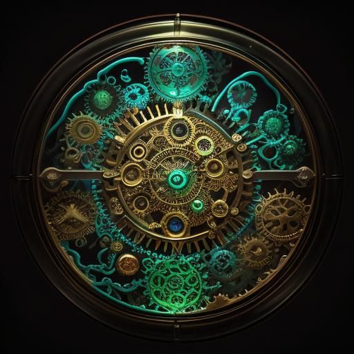 Bioluminescent Steampunk Microcosm: A Fantastical Petri Dish