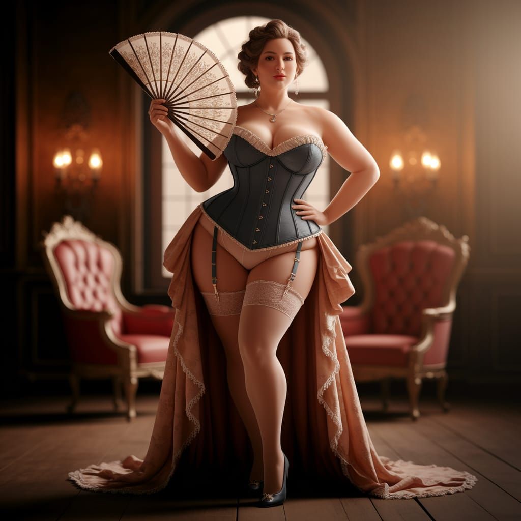 Elegant Plus-Sized Woman in Vintage Corset