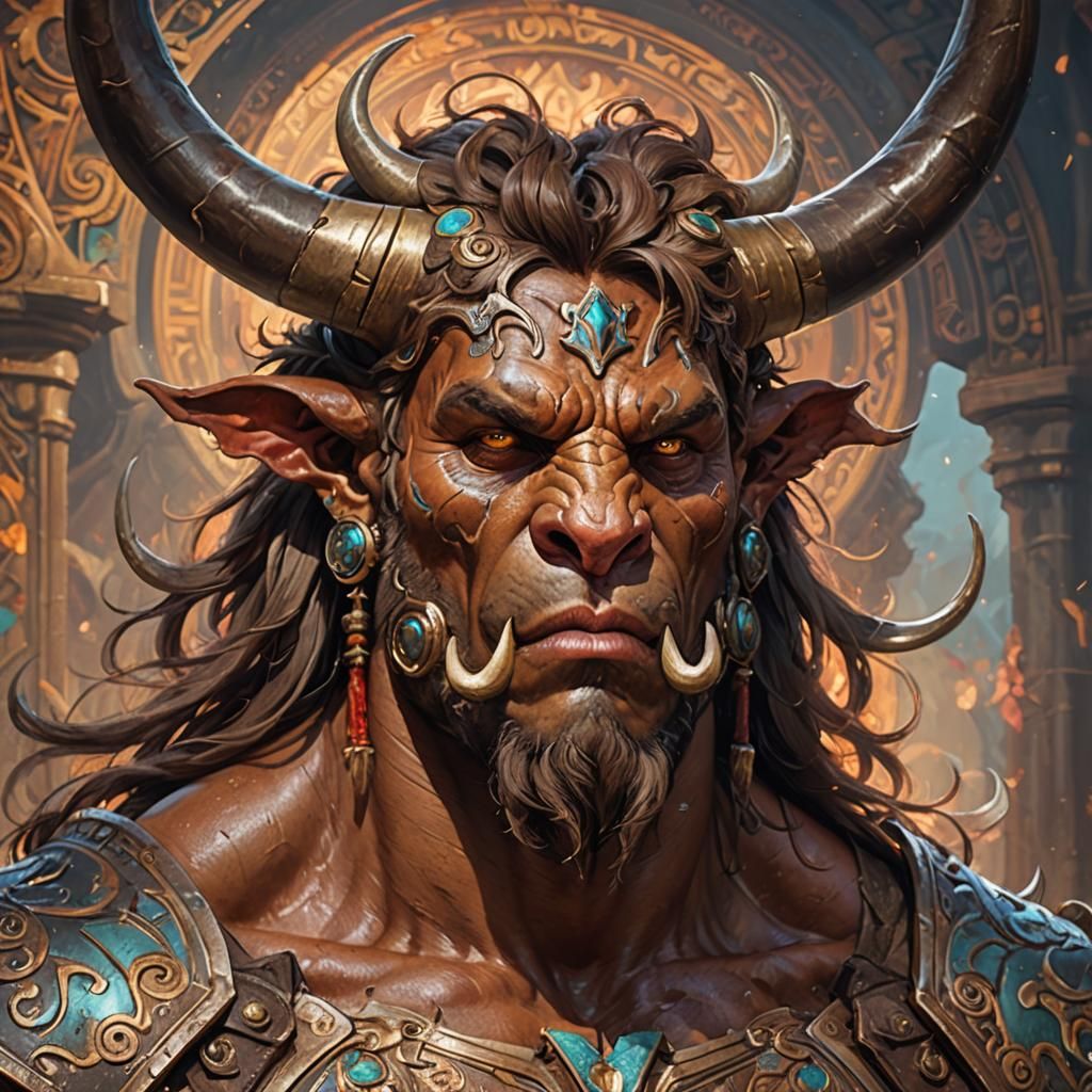 Detailed Minotaur Portrait in Fantasy Art Style