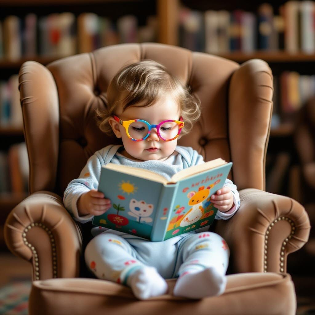 Infant Reader in Whimsical Illustrated Style