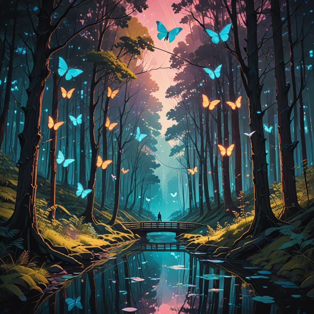 Ethereal Forest of Bioluminescent Wonders in Vibrant Color