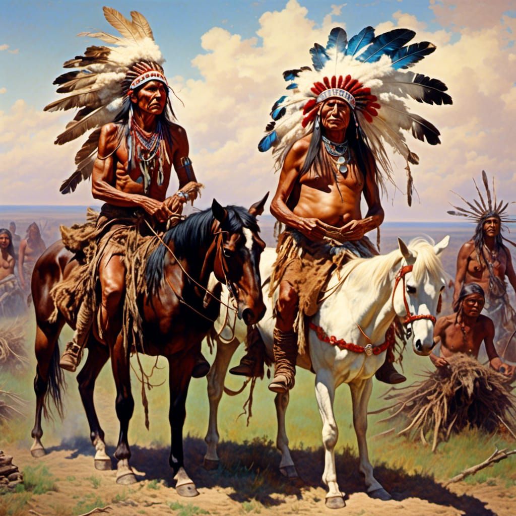 Native Americans Forcing Settlers From Land in Hyperrealism