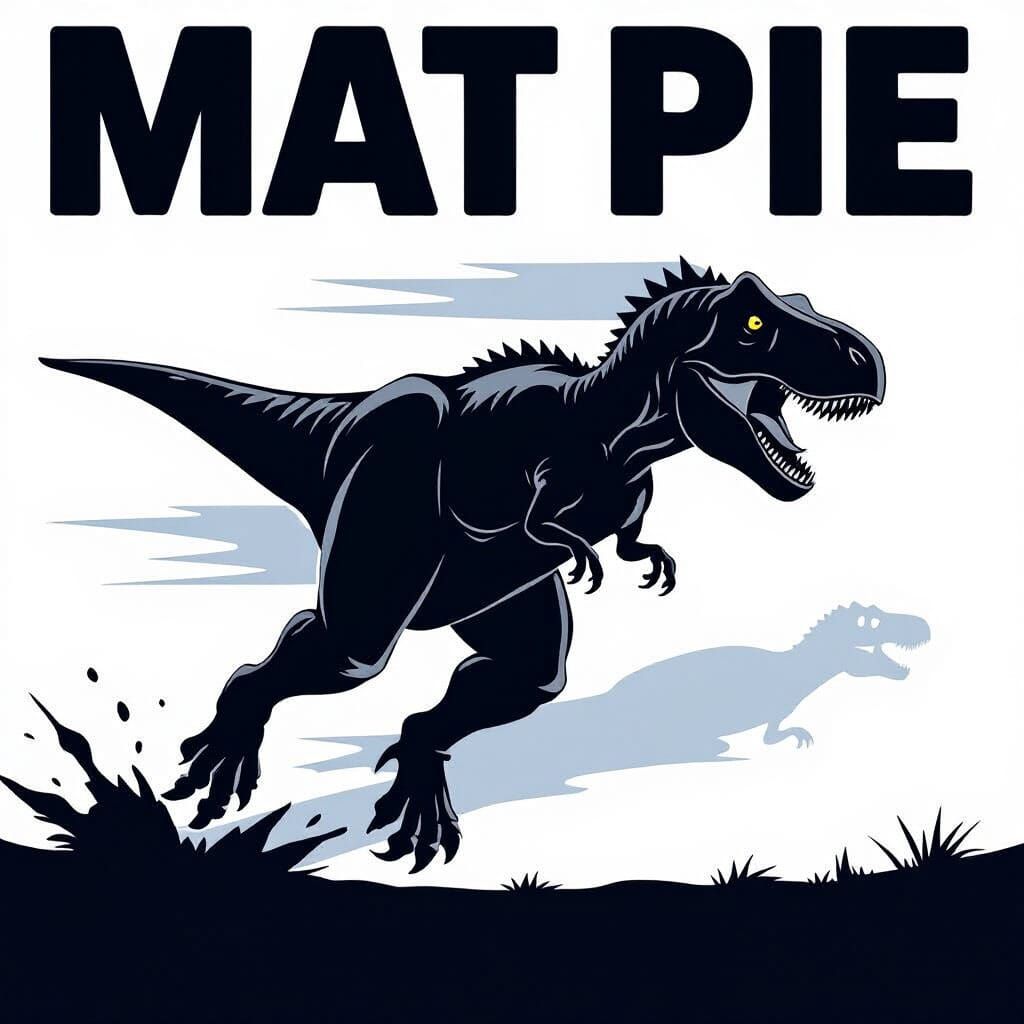 Monochrome Dinosaur Silhouette in Bold Vector Art Style