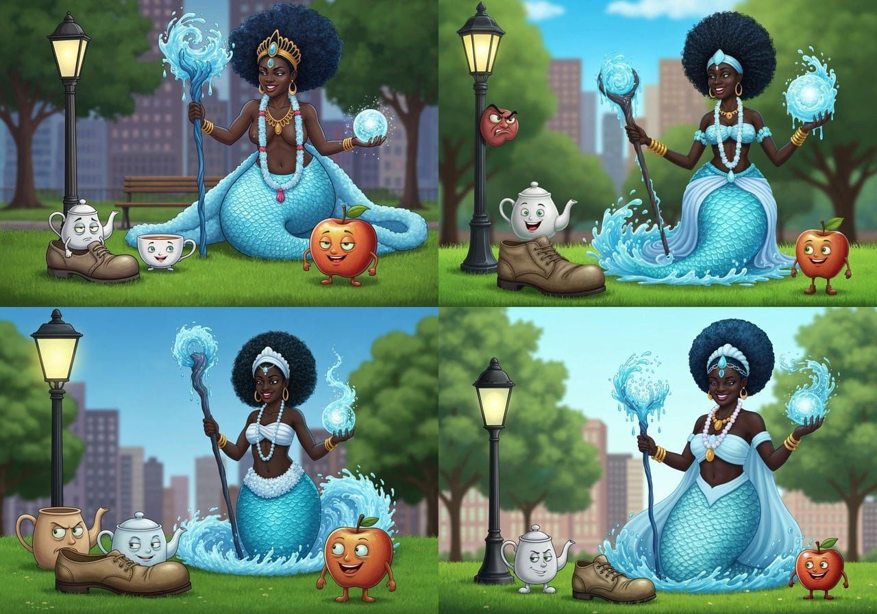 Yemoja, Yoruban Water Goddess Mermaid with Magical Orb