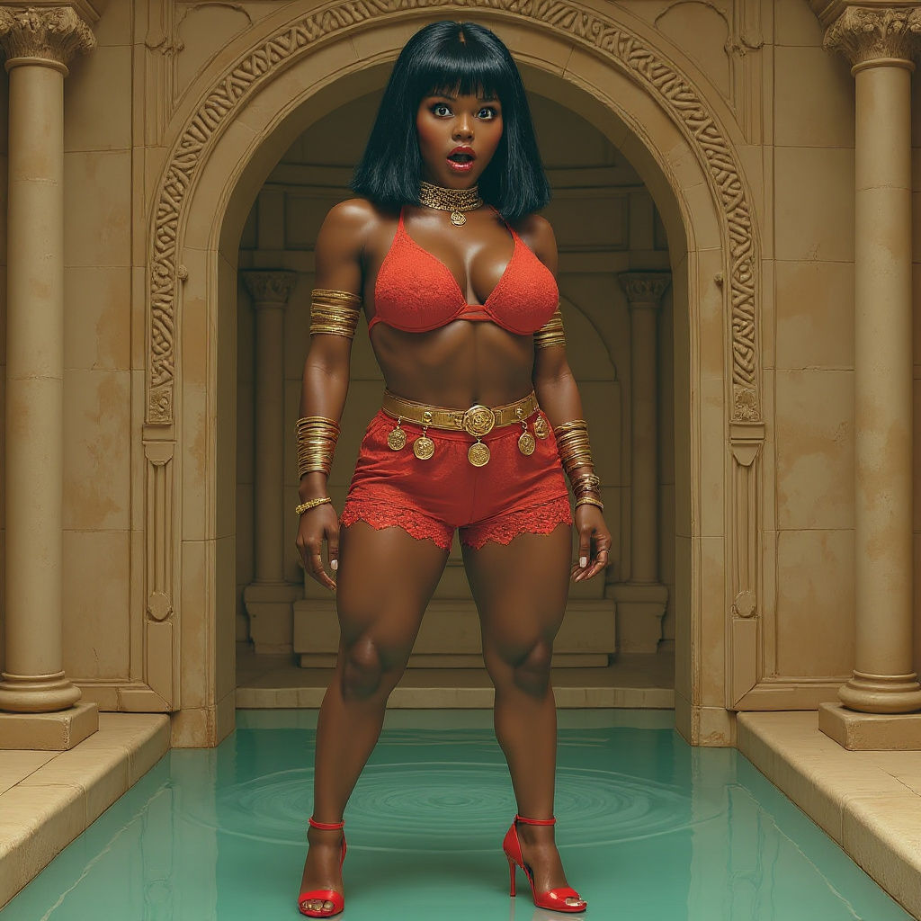 Elegant Woman in Turkish Bath, Art Nouveau Style