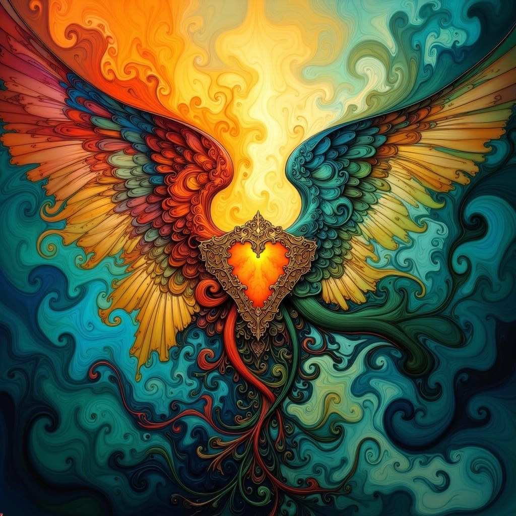 Abstract Expressionist Shield of Compassion and Kindness