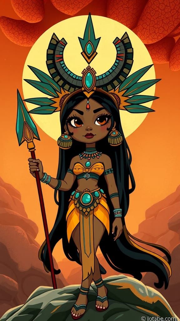 Cartoon Ix Chel (Mayan) - Goddess of fertility, healing, and the moon.