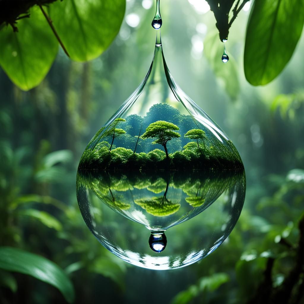 Antigravity Raindrop with Upside Down Rainforest