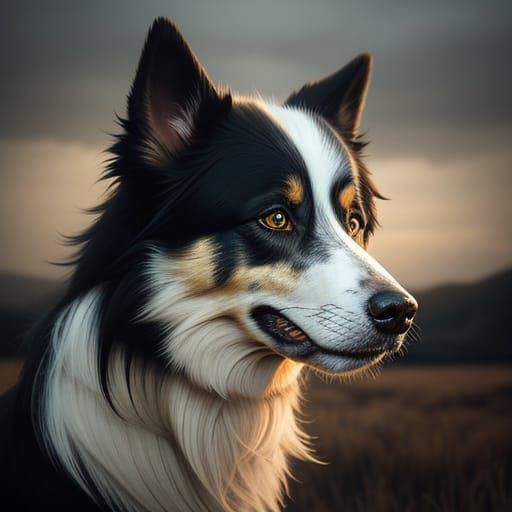 Girl with Border Collie Portrait in Golden Hour