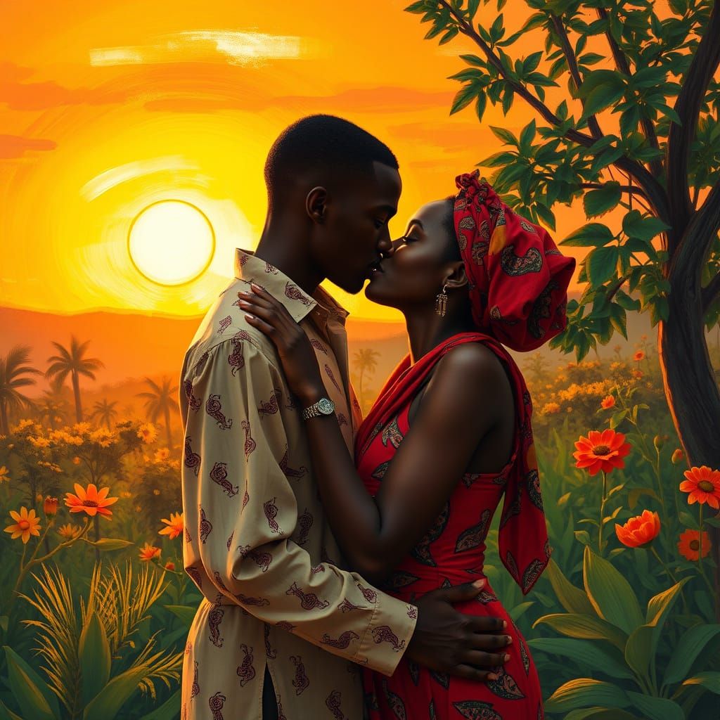 Tender Sunset Kiss in Kenyan Paradise