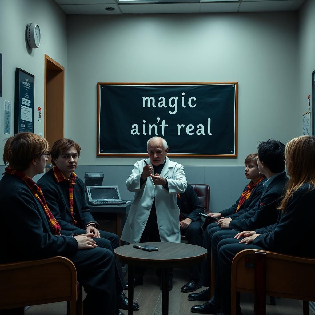 Harry Potter in Group Therapy: Hyperrealistic Scene
