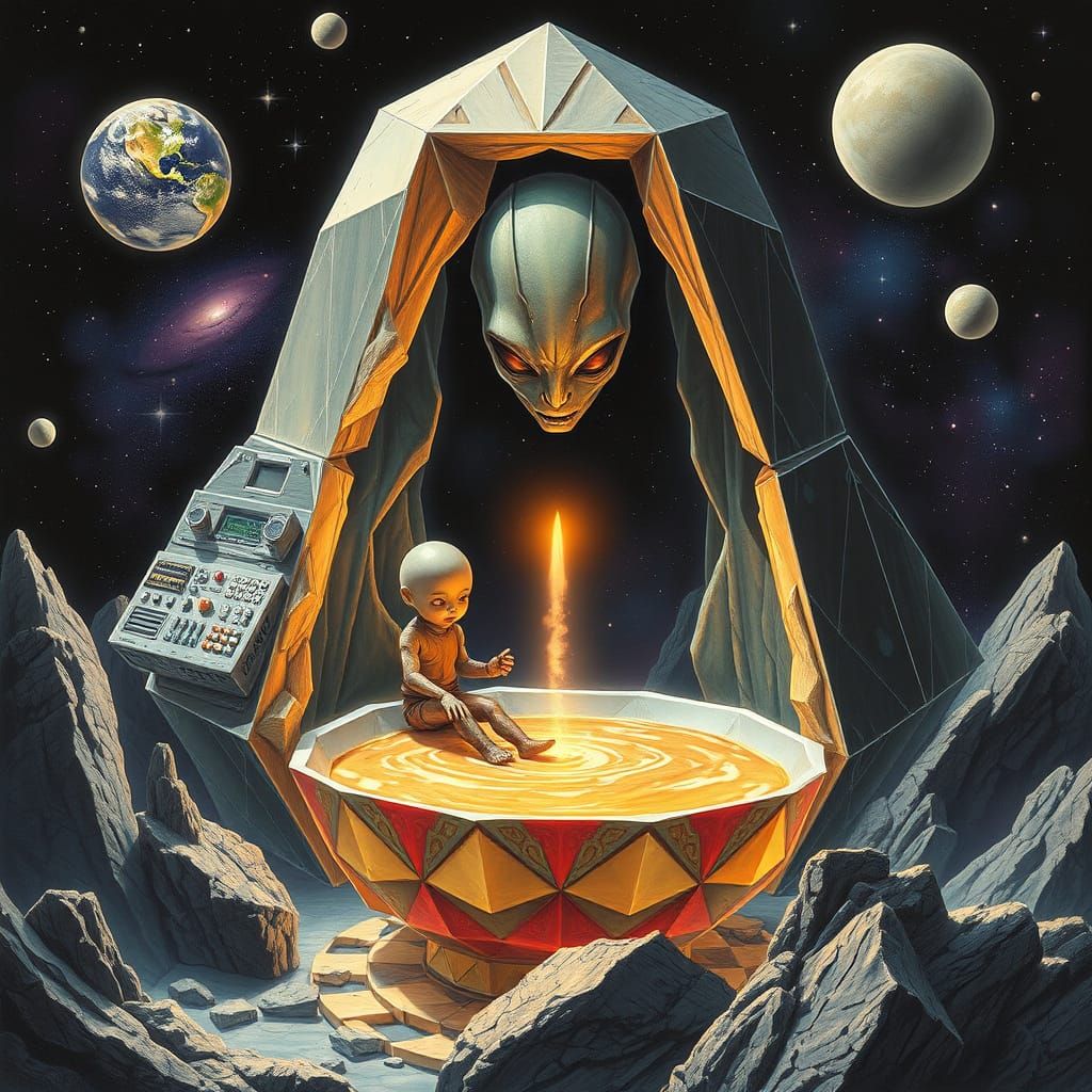 Ethereal Cosmic Artifact in a Maelstrom of Celestial Forces