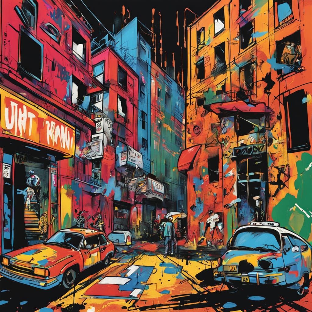 Power Rangers Graffiti Art in Vibrant City Street Scene