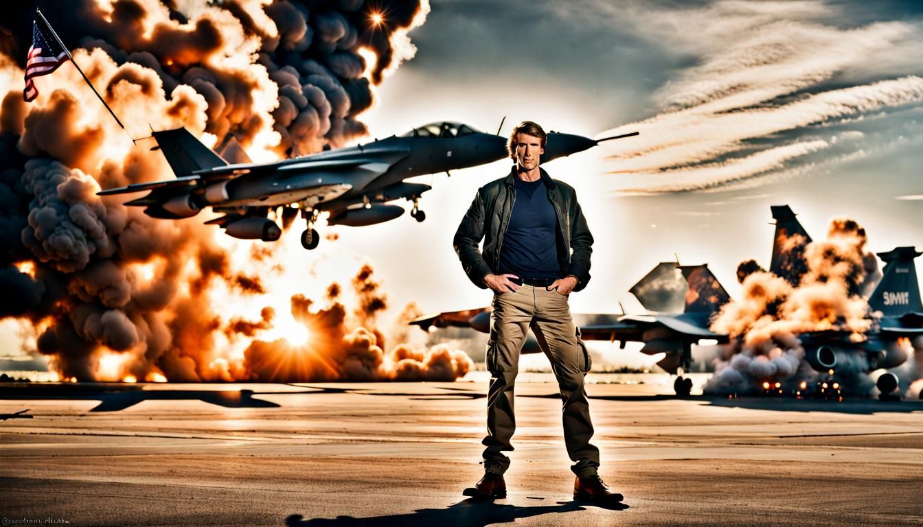 Epic Michael Bay Portrait with Explosions and Jets