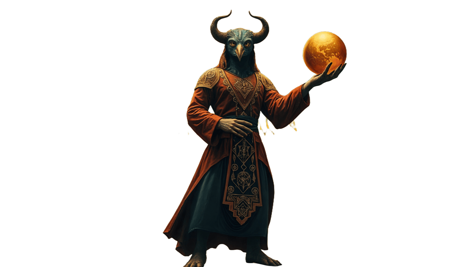 Alchemical Figure with Prismatic Wings in Surrealist Style