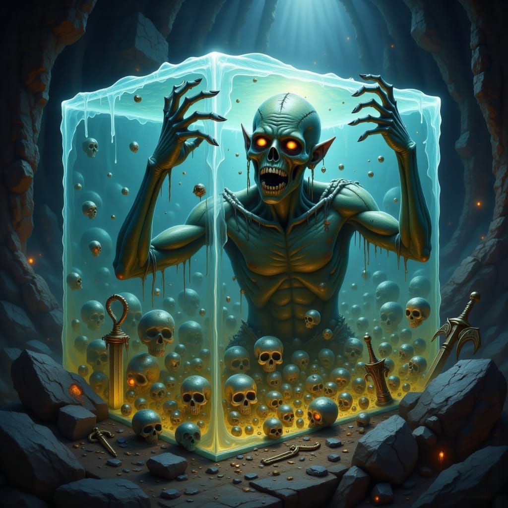 Bewildered Zombie Trapped in Ooze Cube