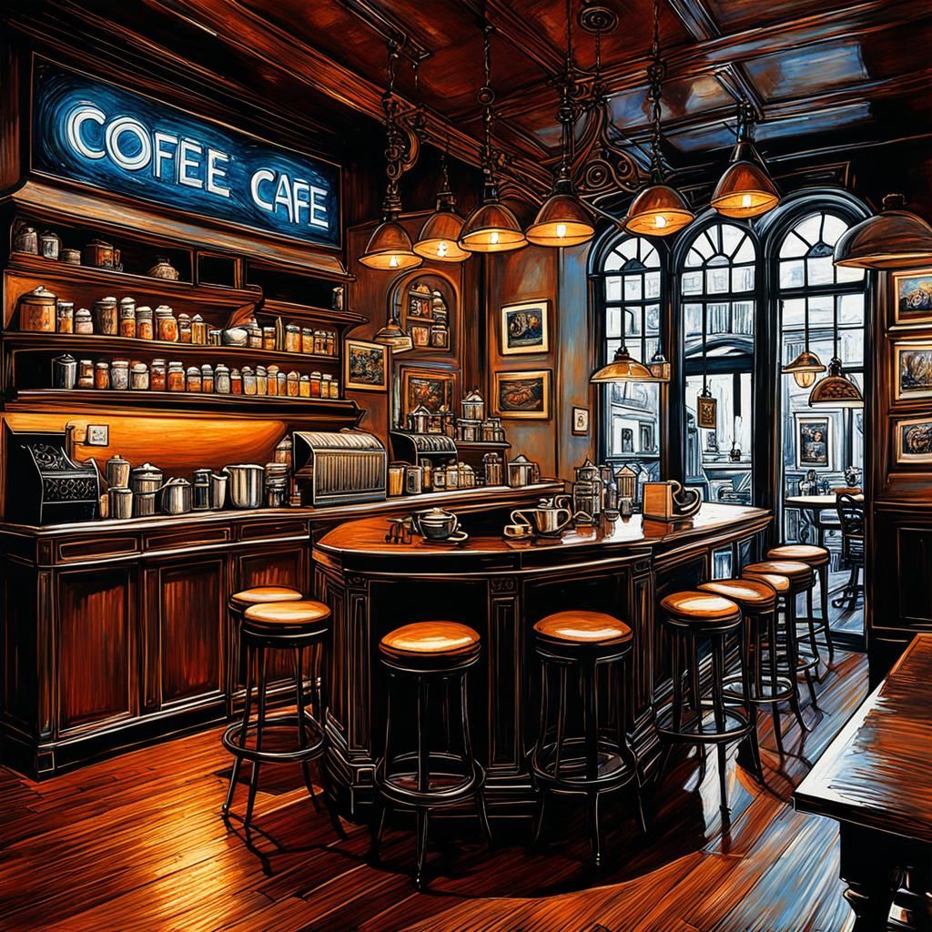 Dreamcore Coffee Shop in Mixed Artistic Styles