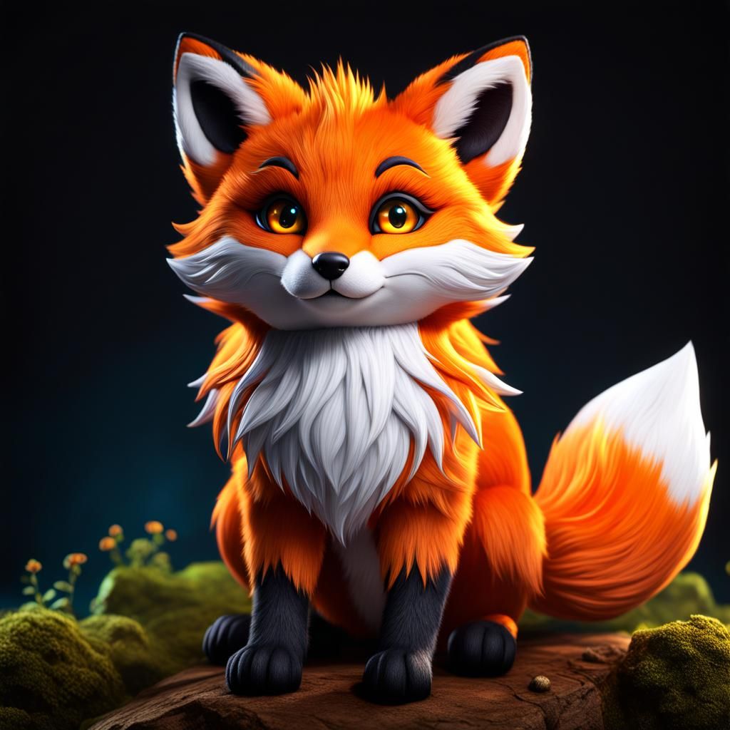 Goth Fox Plushie: Detailed Matte Painting