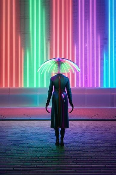 Cyborg Sorceress in Neon City, Cyberpunk Style