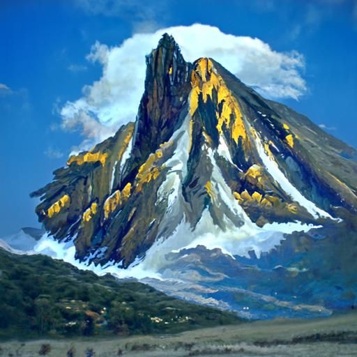 Mountain Range in Oil Painting Style