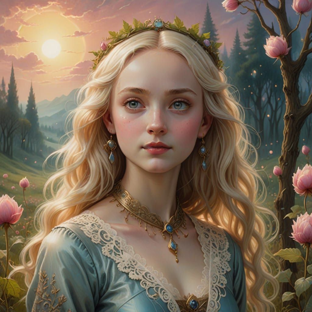 Ethereal Luna Lovegood in Dreamy Landscape