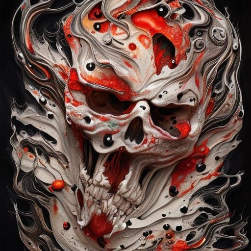 Terrifying Ghost Skull in Liquid Ink Splatter