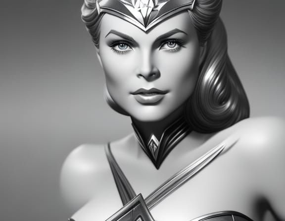 Grace Kelly as Wonder Woman: Hyperdetailed Portrait