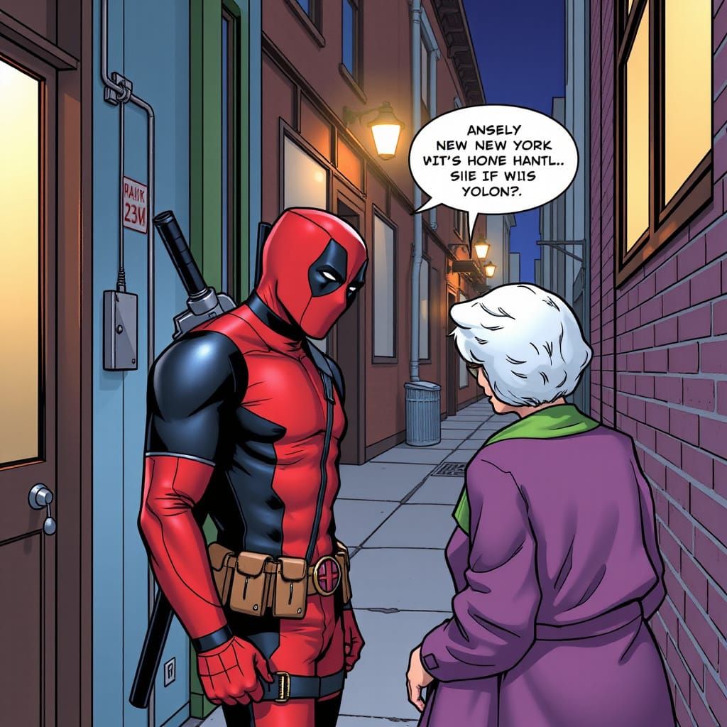 Deadpool Apologizes to Elderly Lady: Comic Book Style