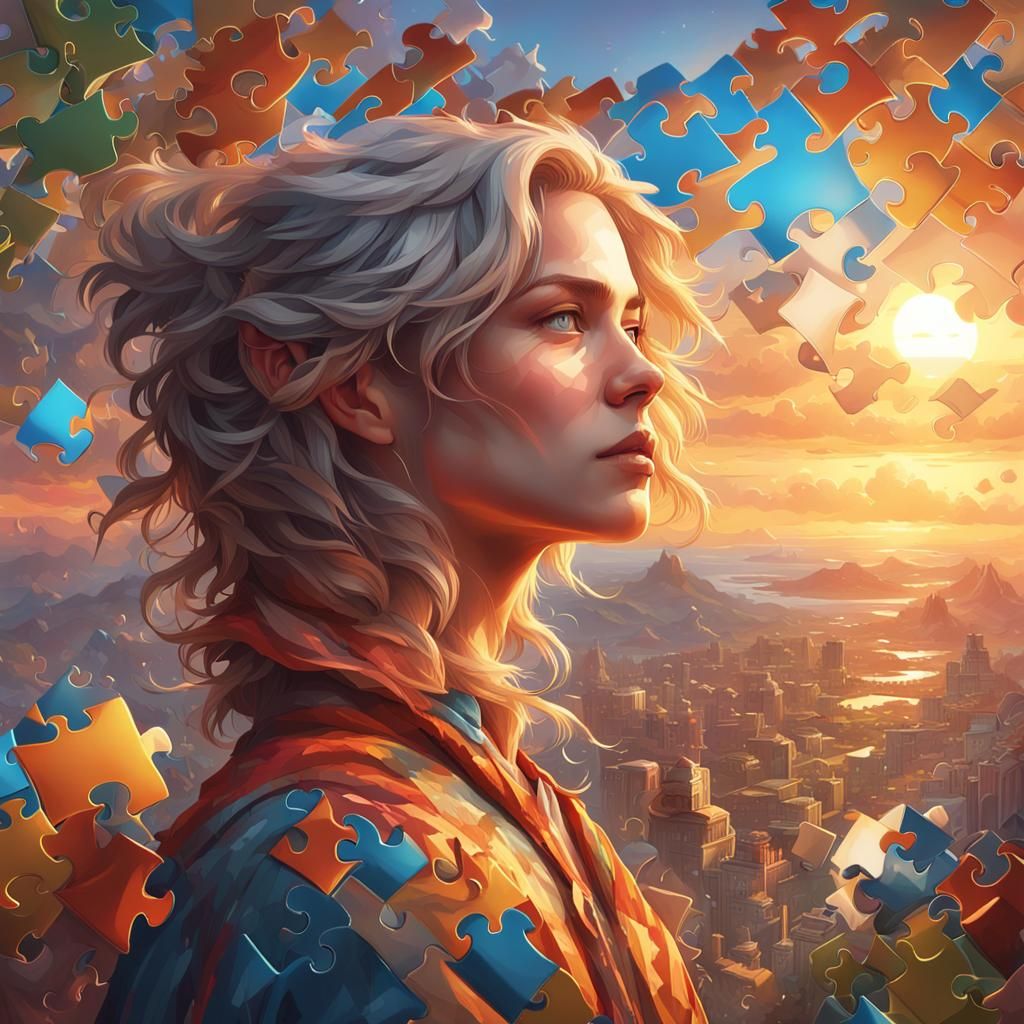 Sunrise Jigsaw Puzzle Portrait in Hyperdetailed Style