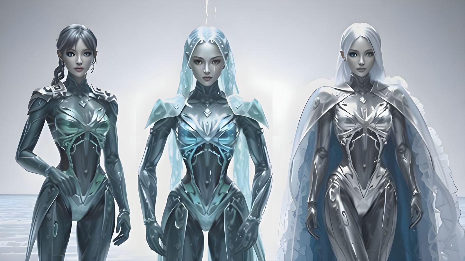 Ice, Water, and Steam Princesses in Ethereal Art