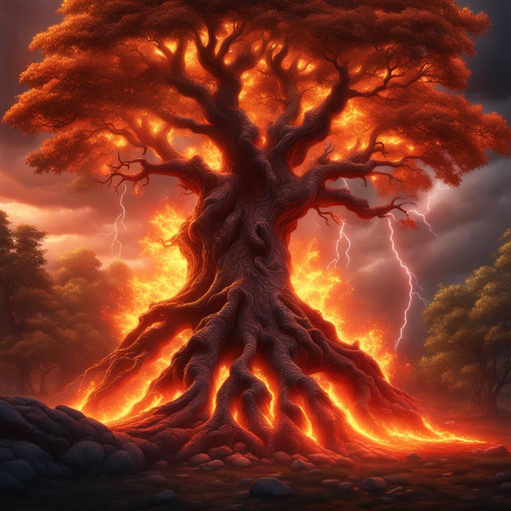 Tree on Fire: Detailed Matte Painting