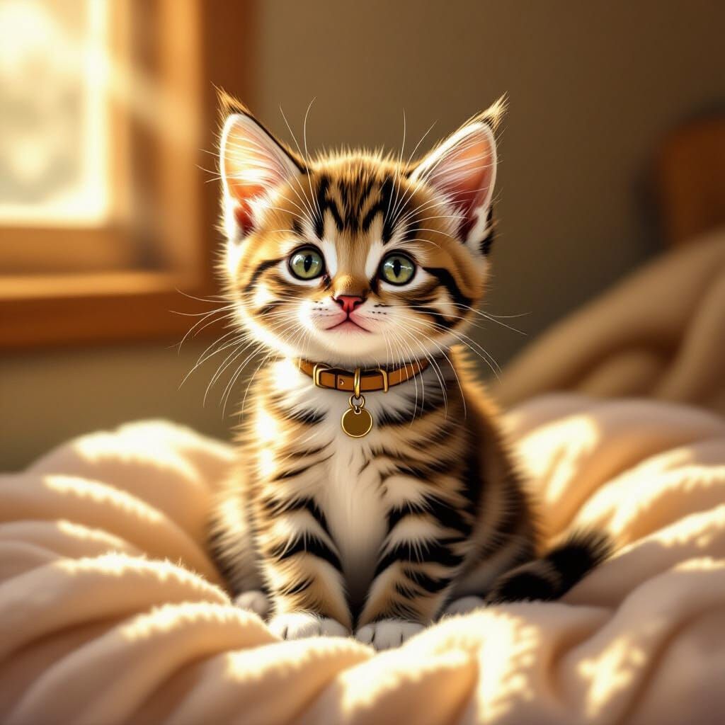 Adorable Kitten Portrait in Playful Style