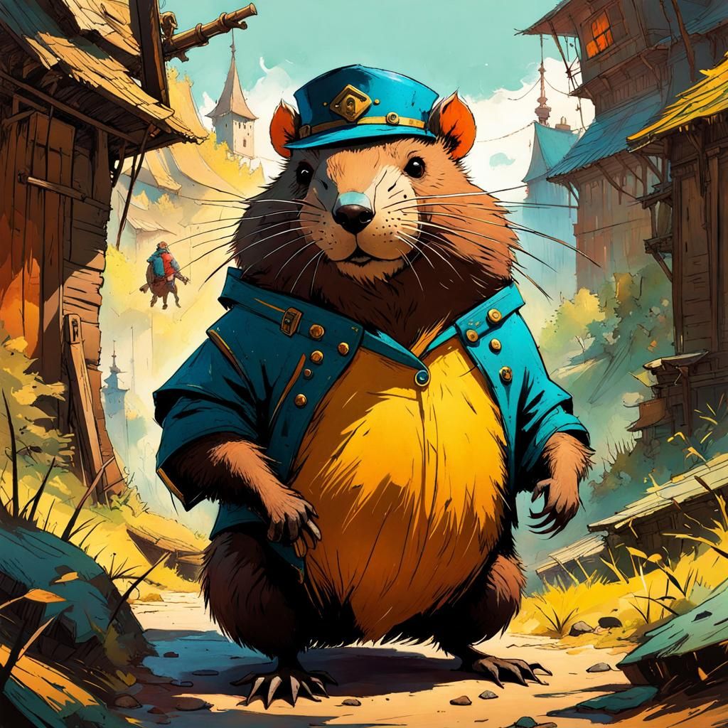 Fantasy Beaver Art in Complementary Colors