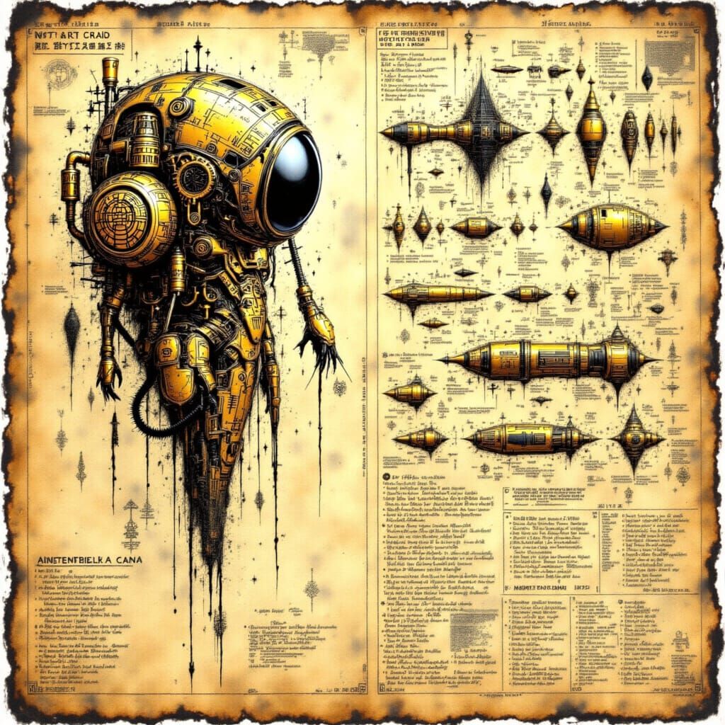 Detailed Schematic of Ancient Steampunk Device