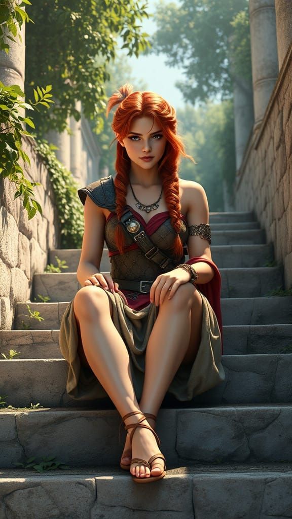 Elegant Roman Warrior Goddess in 3D Anime Art