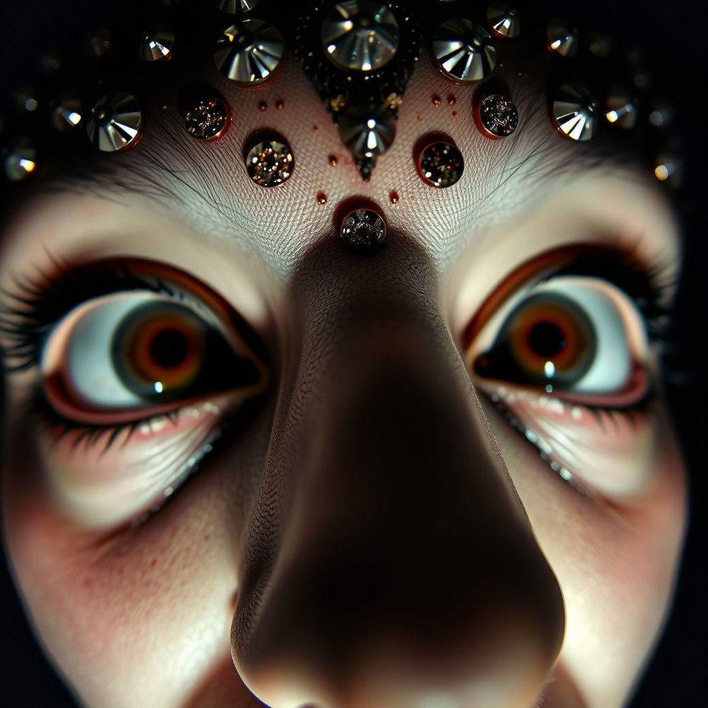Dark Gothic Eyes with Sequins in Macro Horror