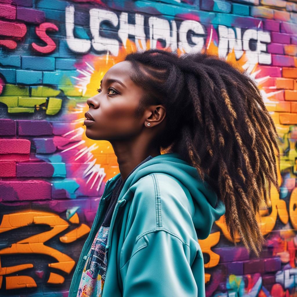 Inspirational Street Art with Determined Woman