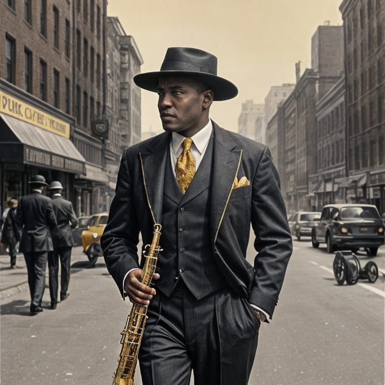 Harlem, New York 1924: Man in Zoot Suit Drawing