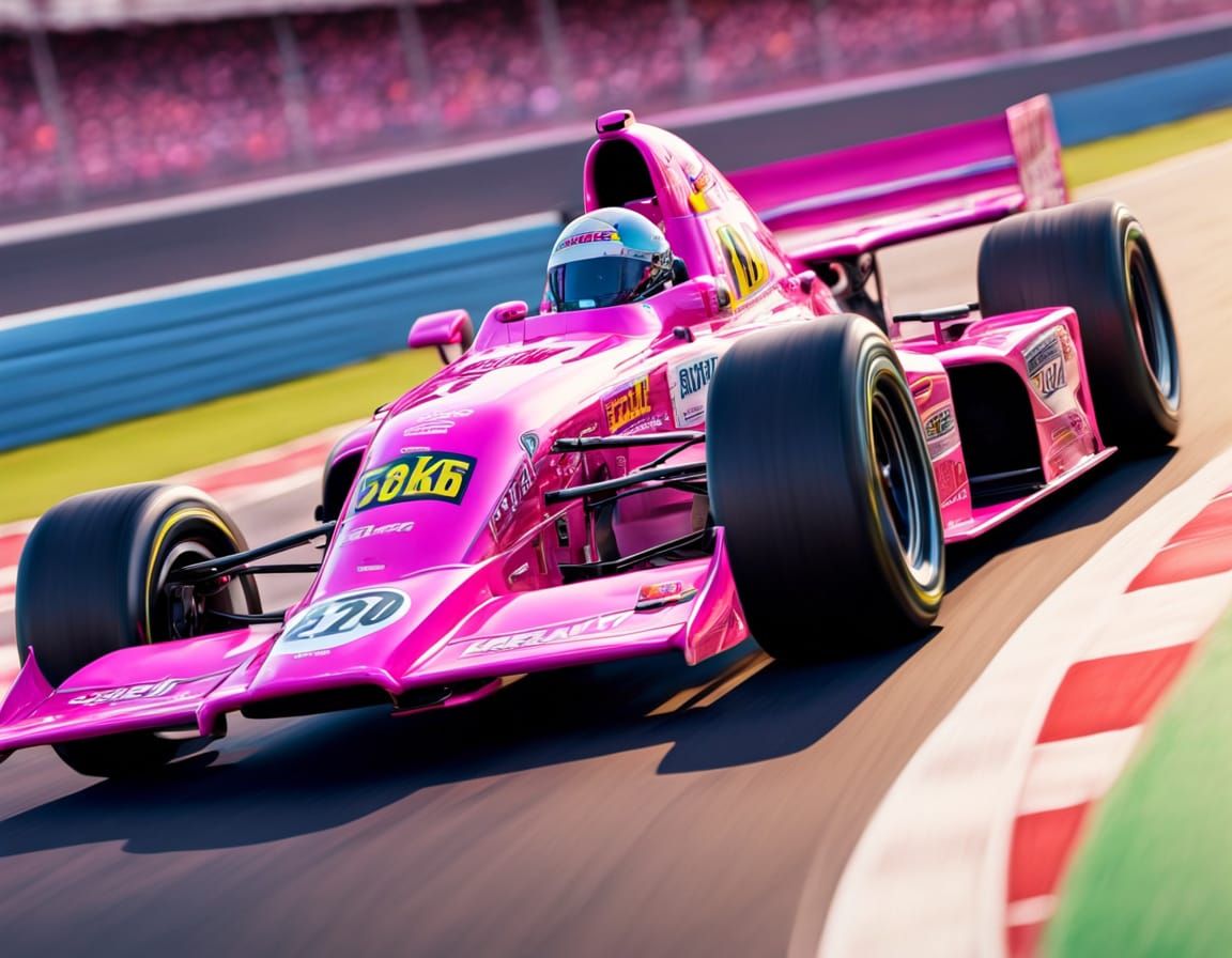 Hyperrealistic Pink Race Cars on Speedway