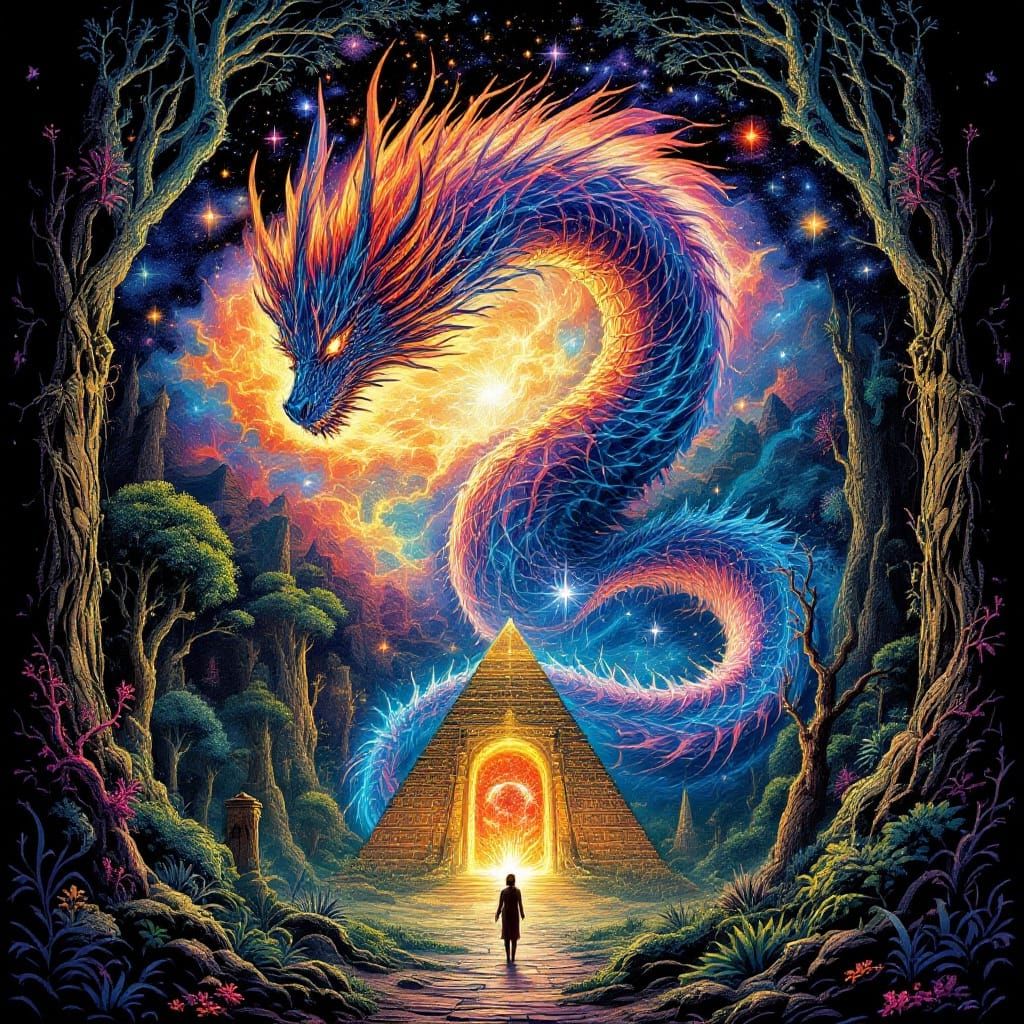 Nebula Dragon Guarding Dimensional Portal